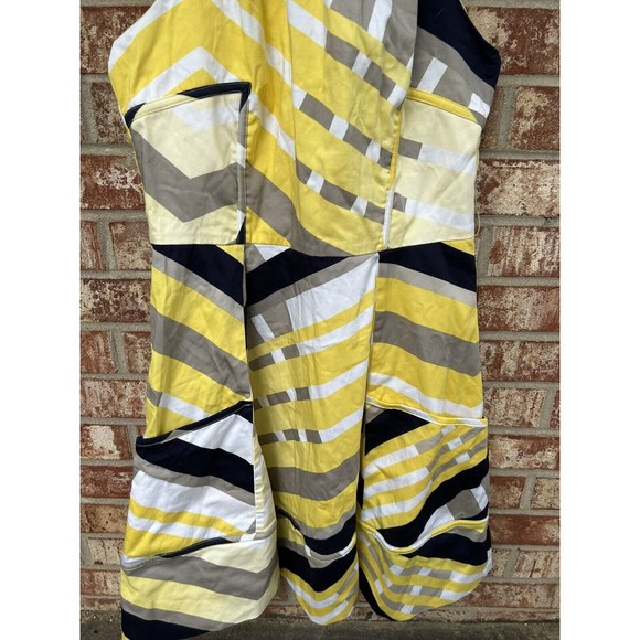 Jessica Simpson Women's Yellow Striped Halter Backless Pleated A-Line Dress 10 - Picture 2 of 11